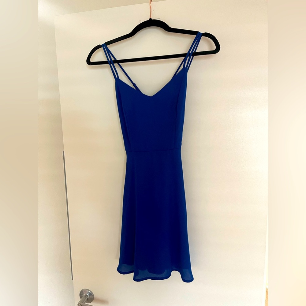 Blue Spaghetti Strap Mini Dress